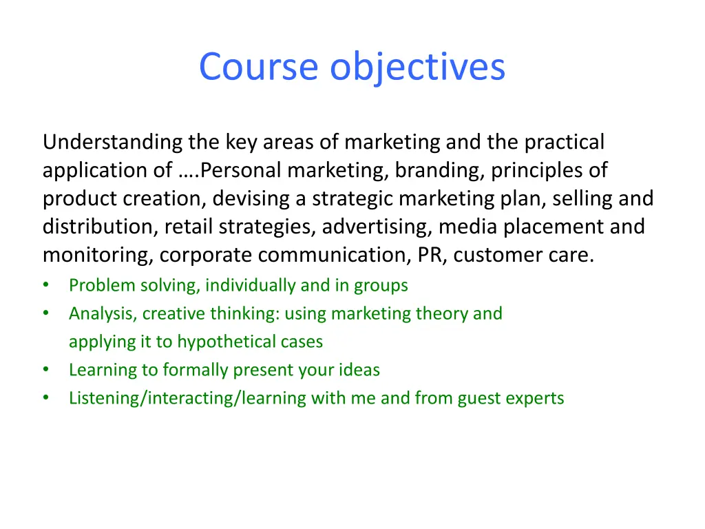 course objectives