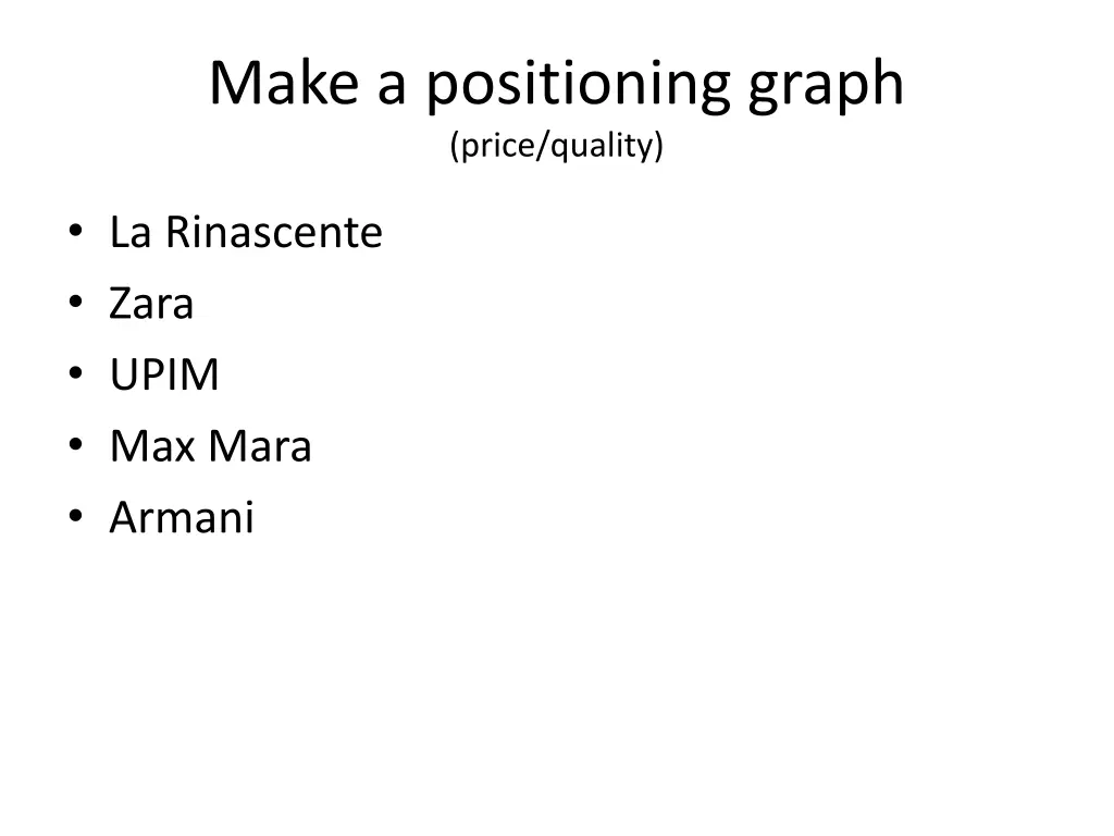 make a positioning graph price quality