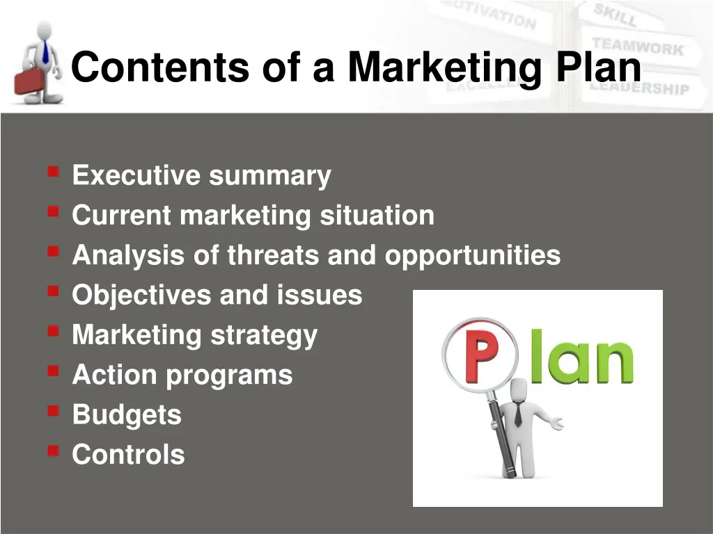 contents of a marketing plan