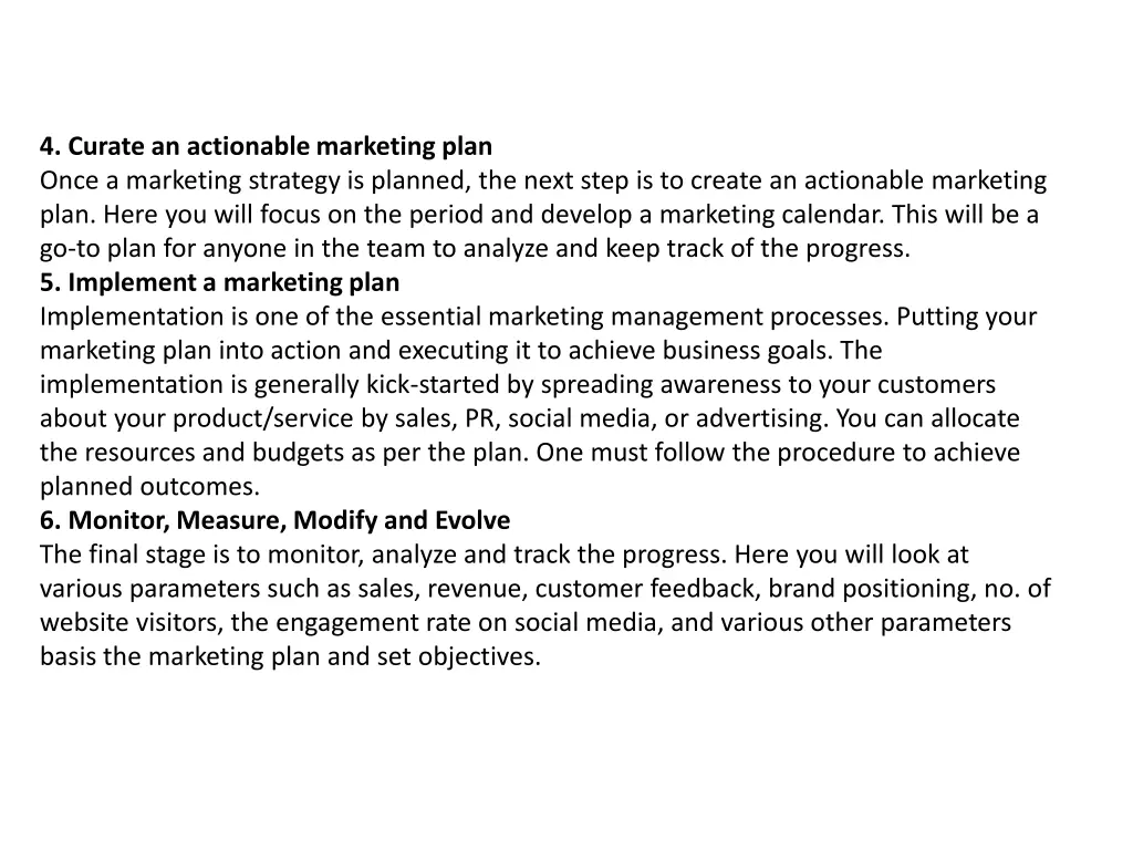 4 curate an actionable marketing plan once