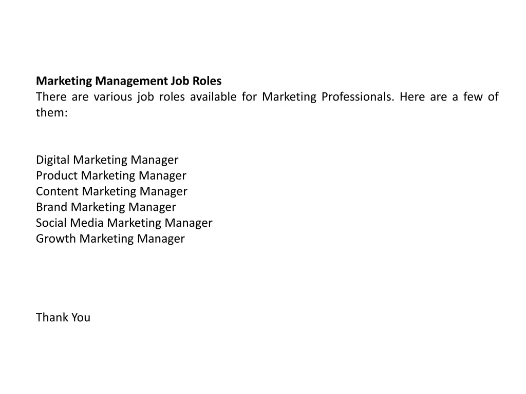 marketing management job roles there are various