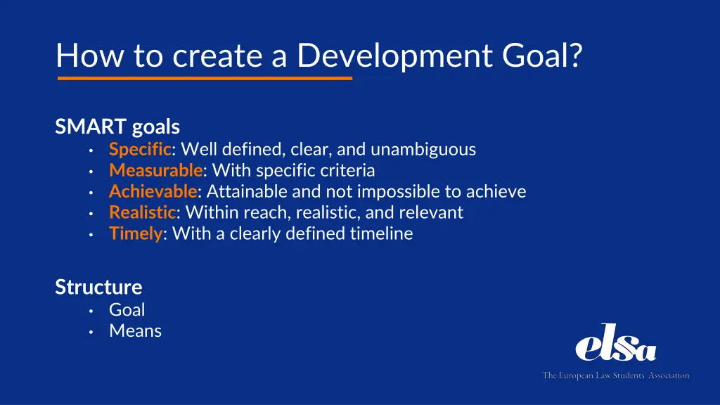 how to create a development goal