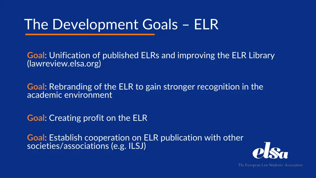 the development goals elr