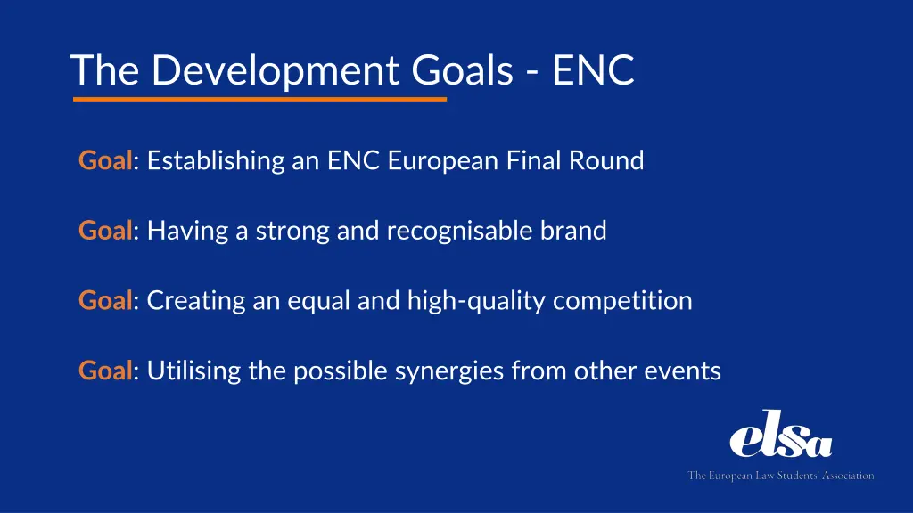 the development goals enc