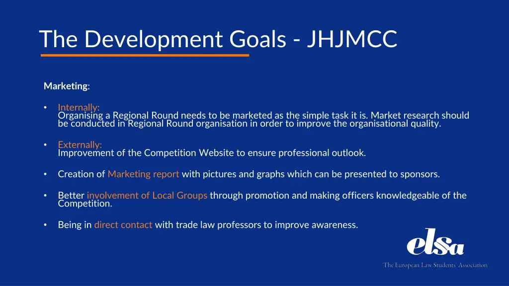 the development goals jhjmcc 1