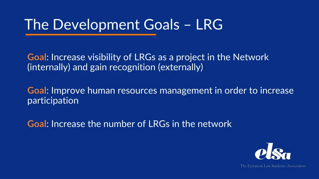 the development goals lrg