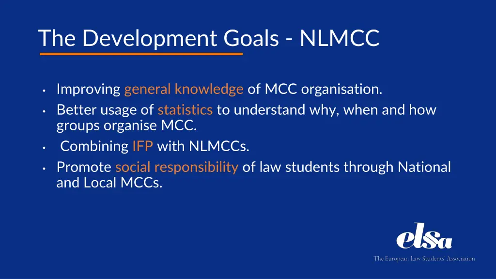 the development goals nlmcc