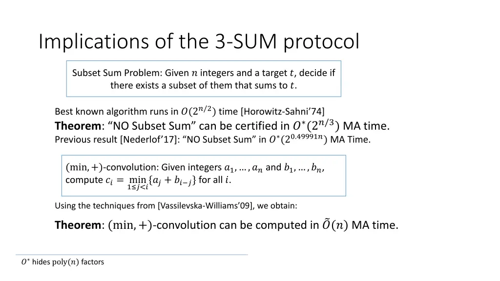 implications of the 3 sum protocol