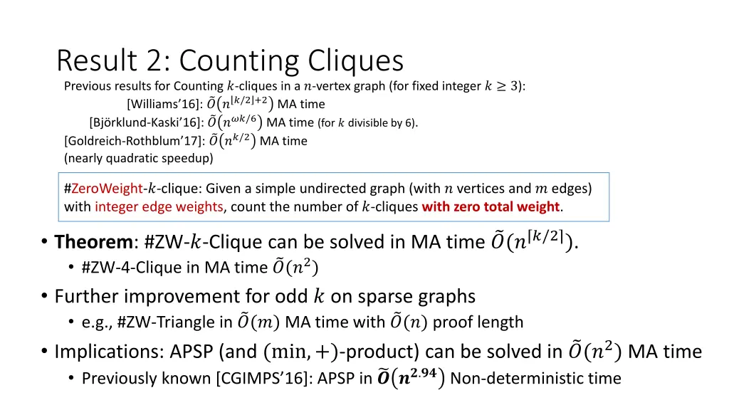 result 2 counting cliques previous results