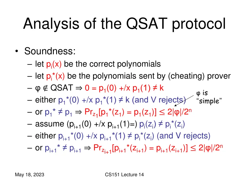 analysis of the qsat protocol 1