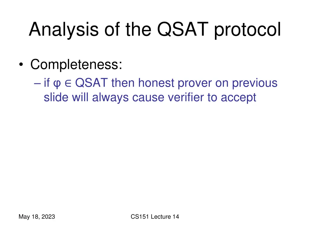 analysis of the qsat protocol