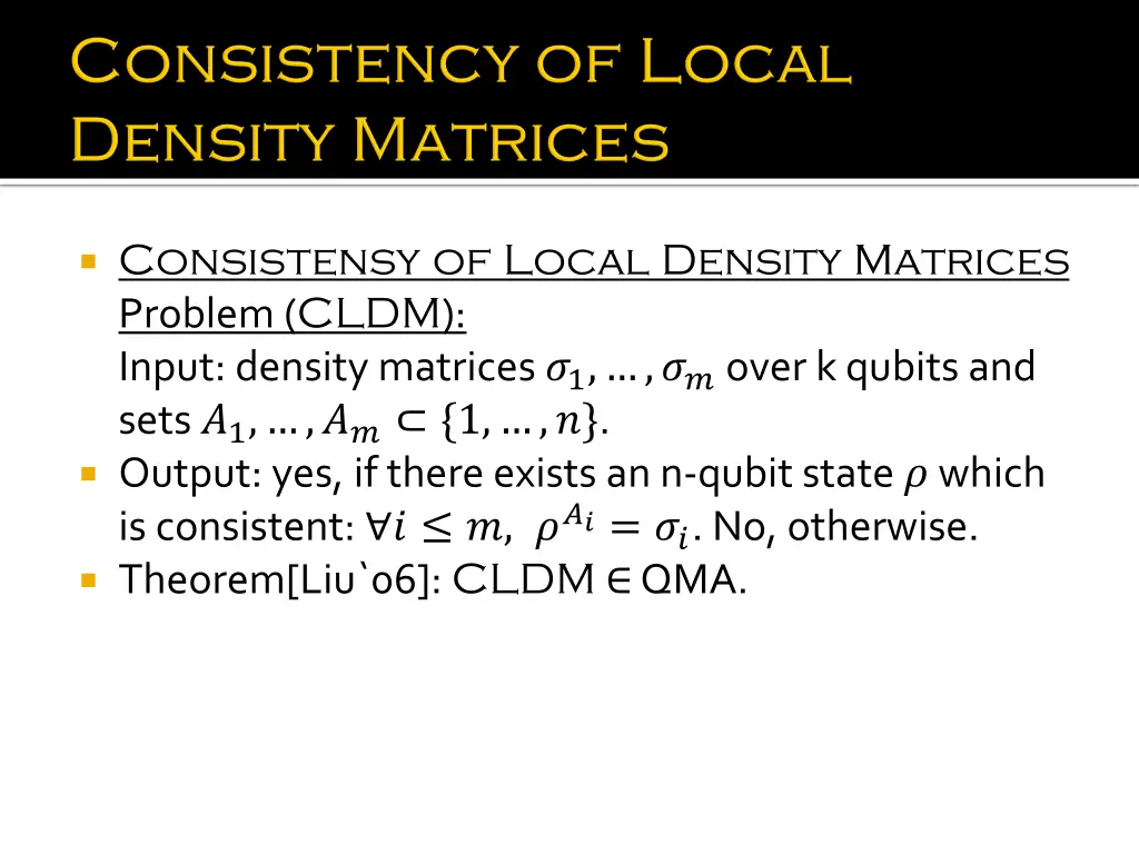 consistensy of local density matrices problem