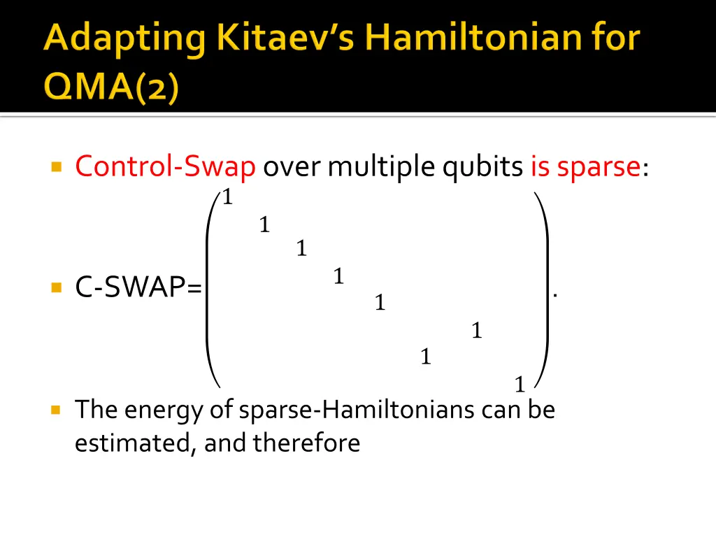 control swap over multiple qubits is sparse