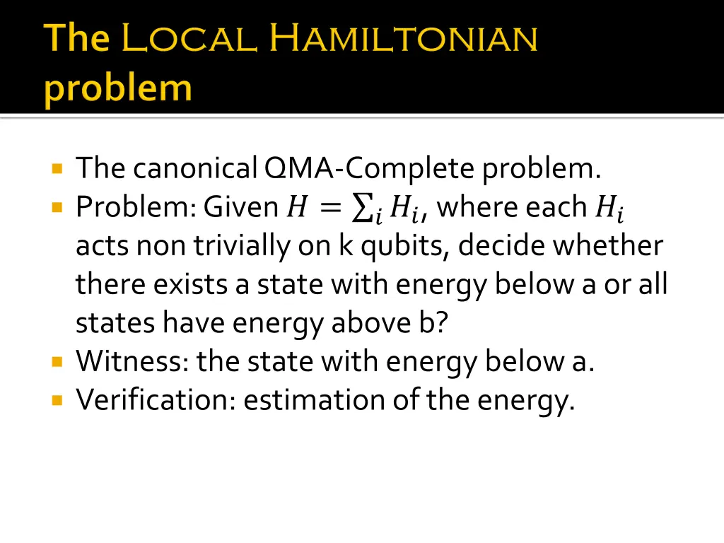 the canonical qma complete problem problem given