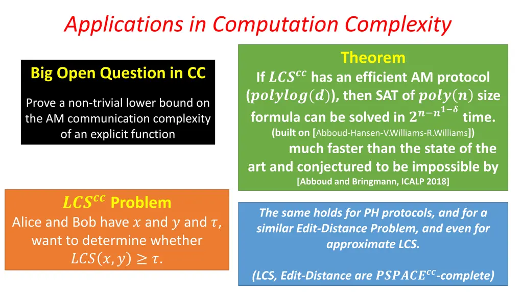 applications in computation complexity