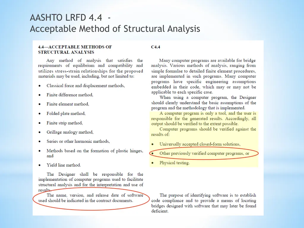 aashto lrfd 4 4 acceptable method of structural