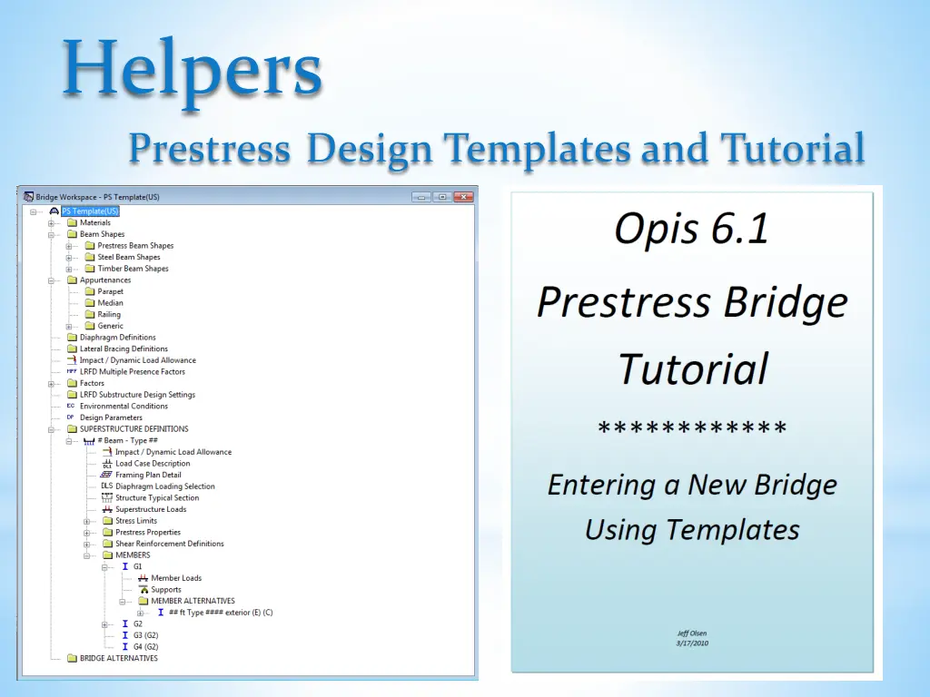 helpers prestress design templates and tutorial