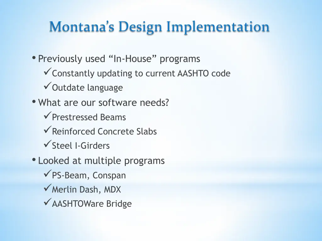 montana s design implementation