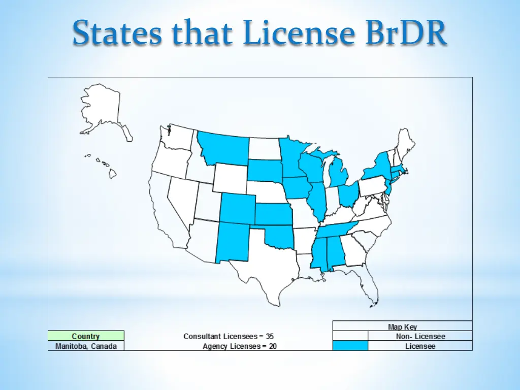 states that license brdr