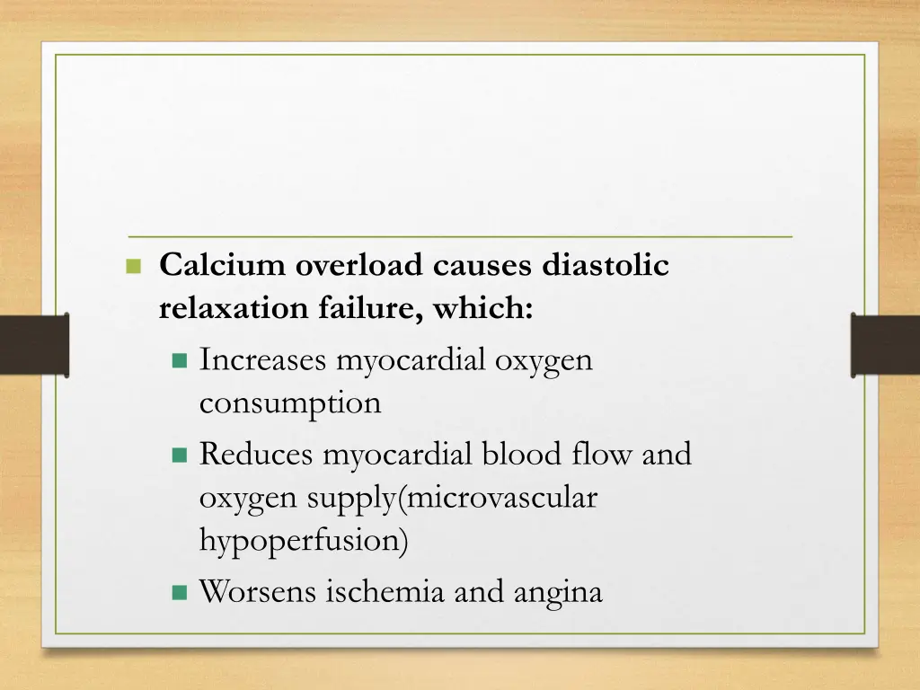 calcium overload causes diastolic relaxation