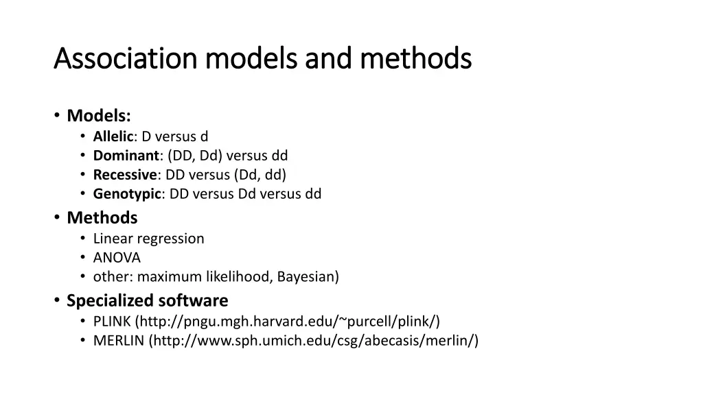 association models and methods association models