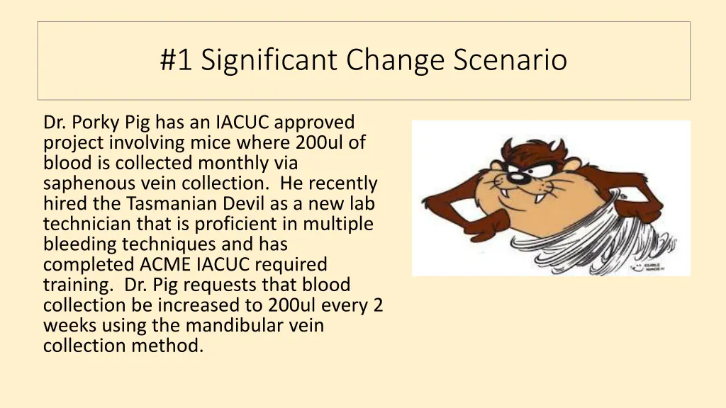 1 significant change scenario