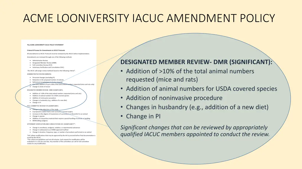 acme looniversity iacuc amendment policy 2