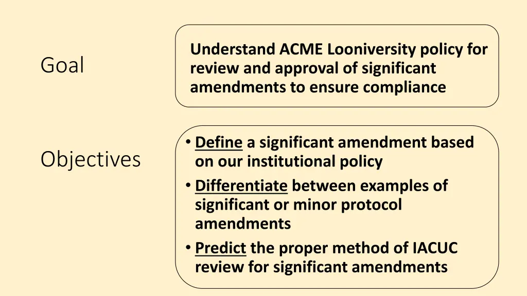 understand acme looniversity policy for review