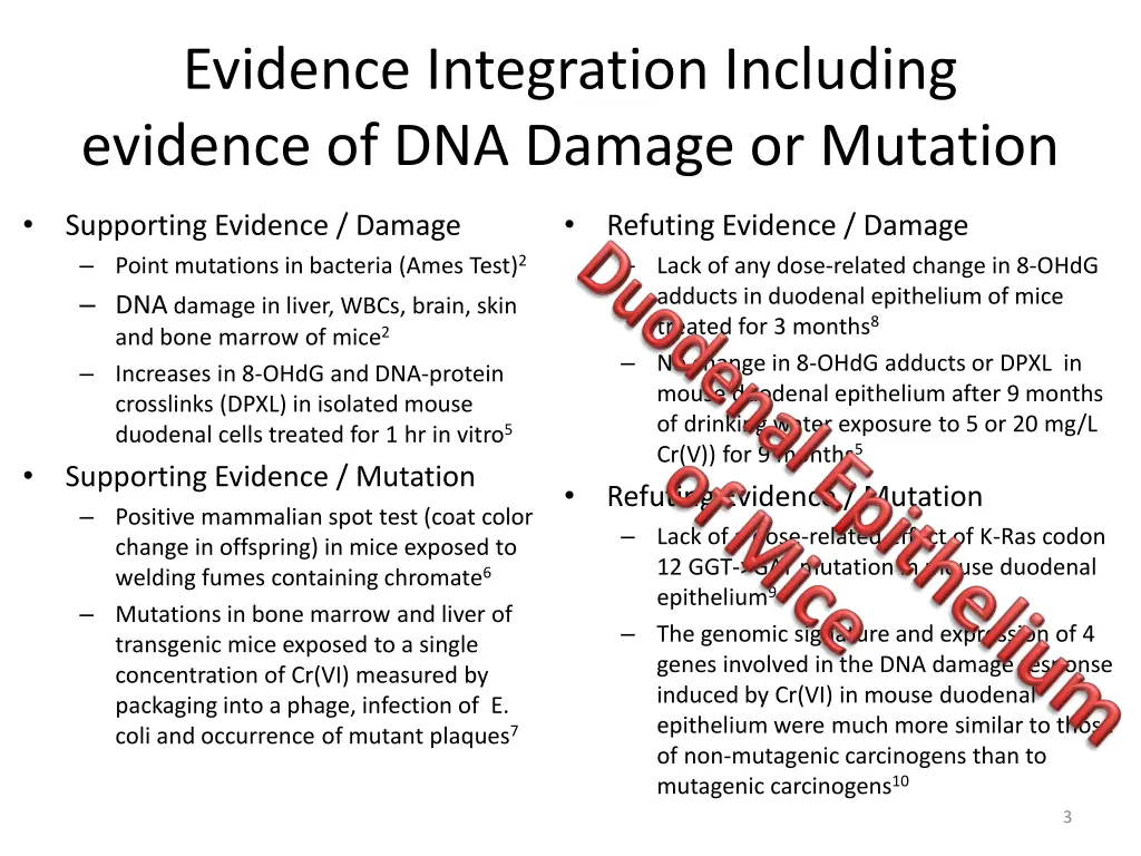 evidence integration including evidence