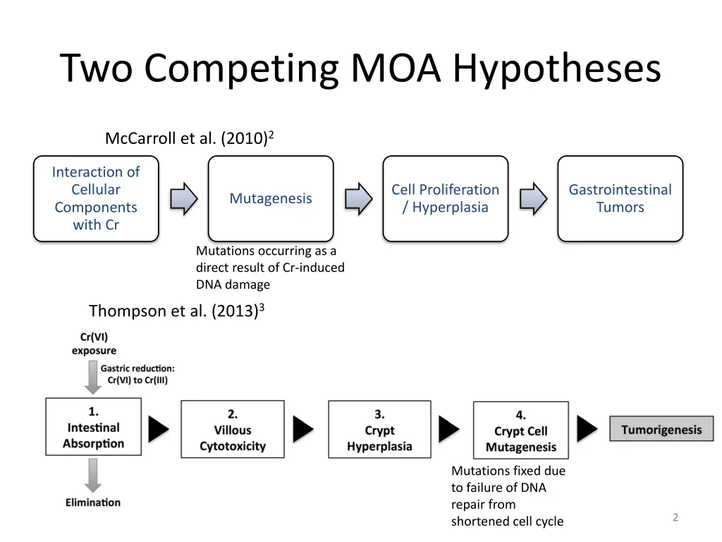 two competing moa hypotheses