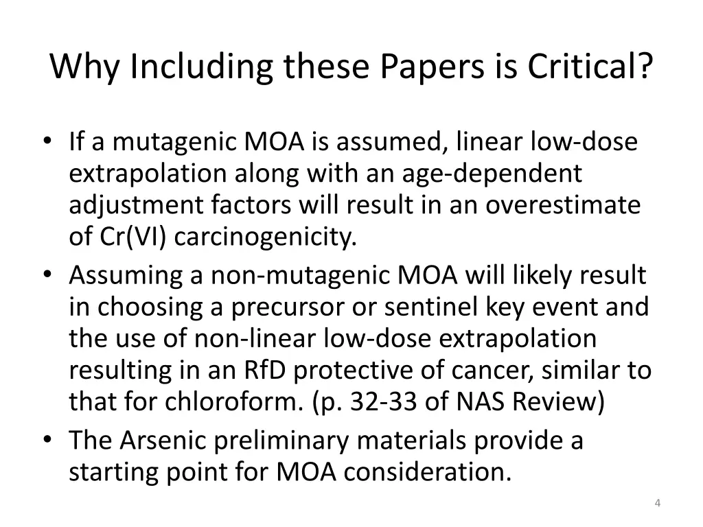 why including these papers is critical