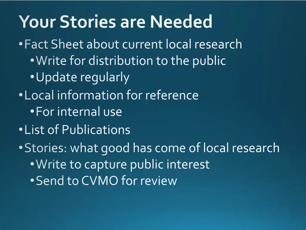 your stories are needed fact sheet about current