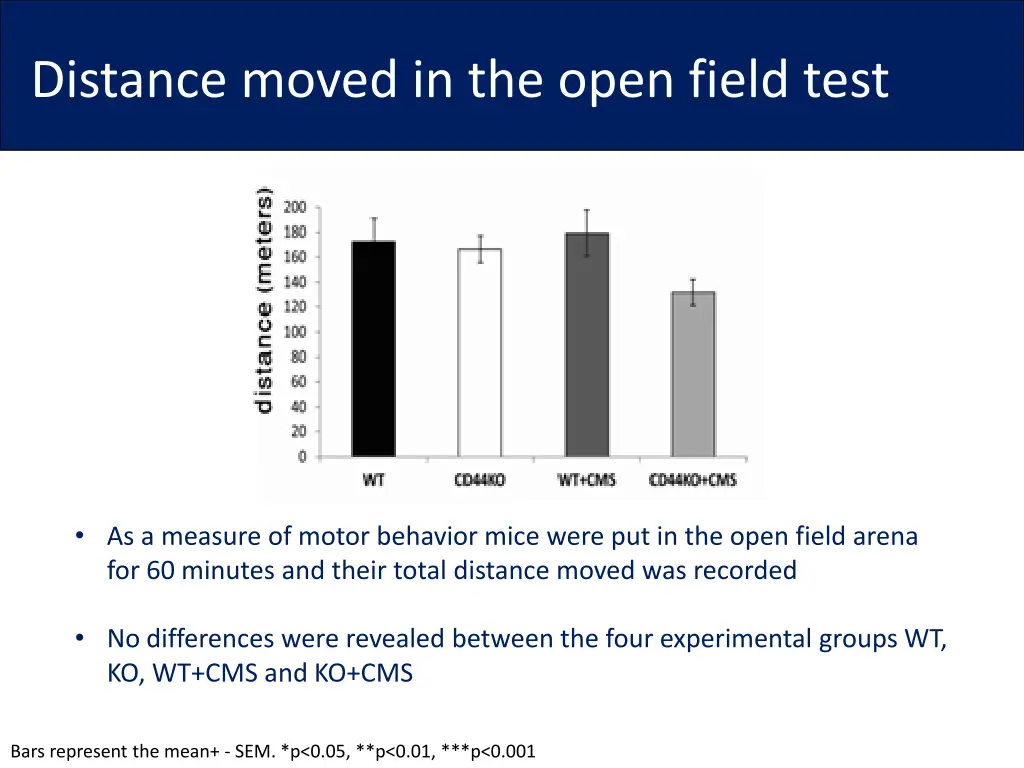 distance moved in the open field test