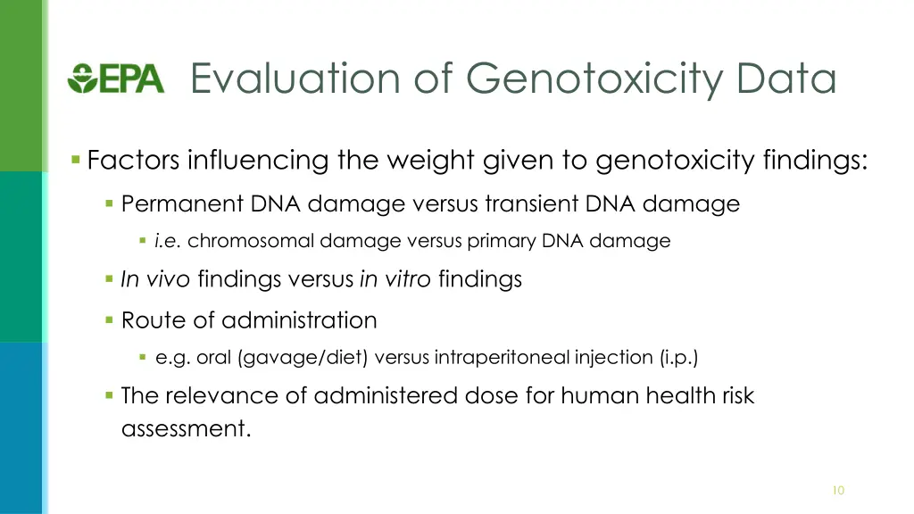 evaluation of genotoxicity data