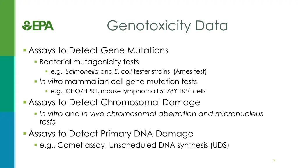 genotoxicity data