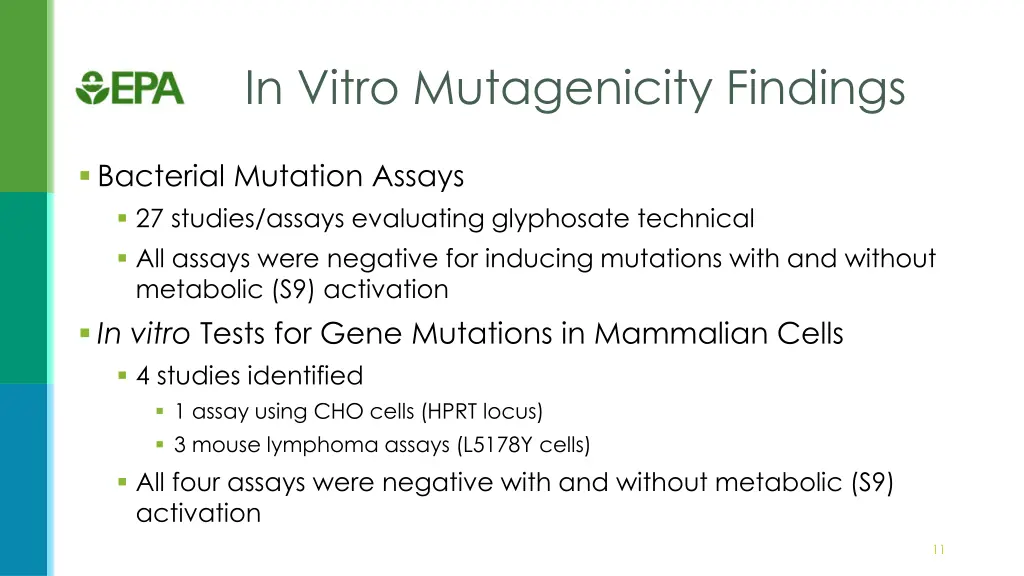 in vitro mutagenicity findings