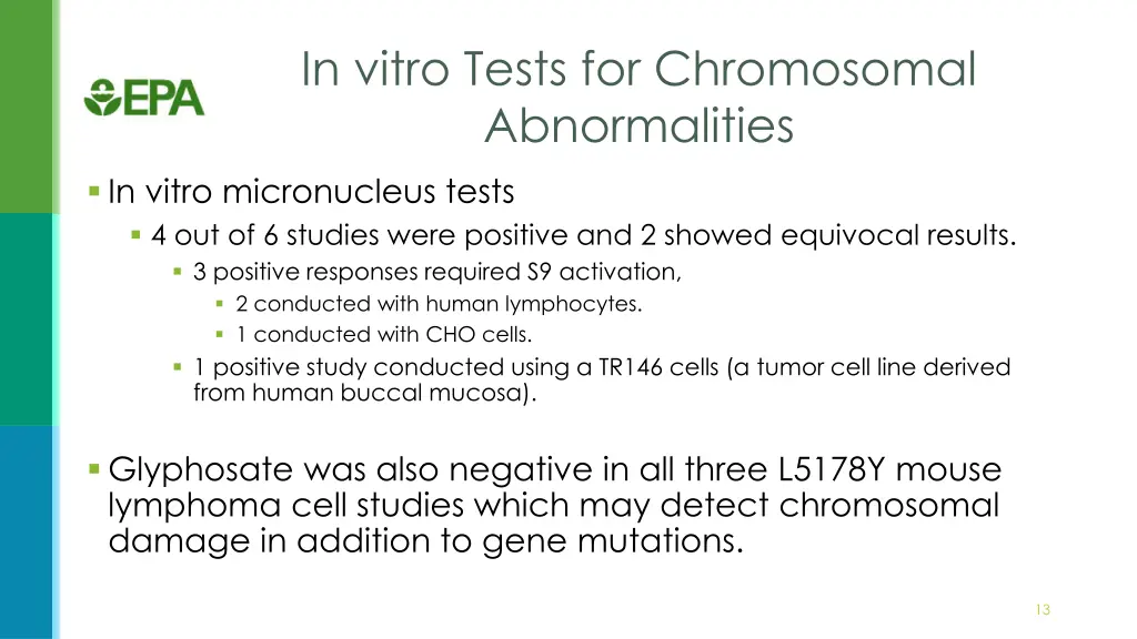 in vitro tests for chromosomal abnormalities 1