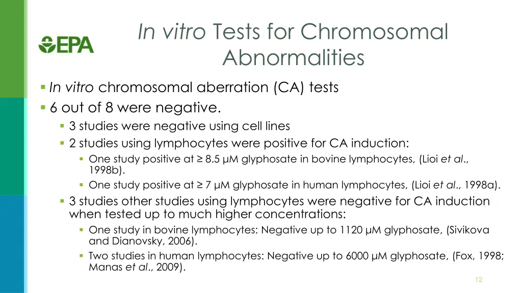 in vitro tests for chromosomal abnormalities