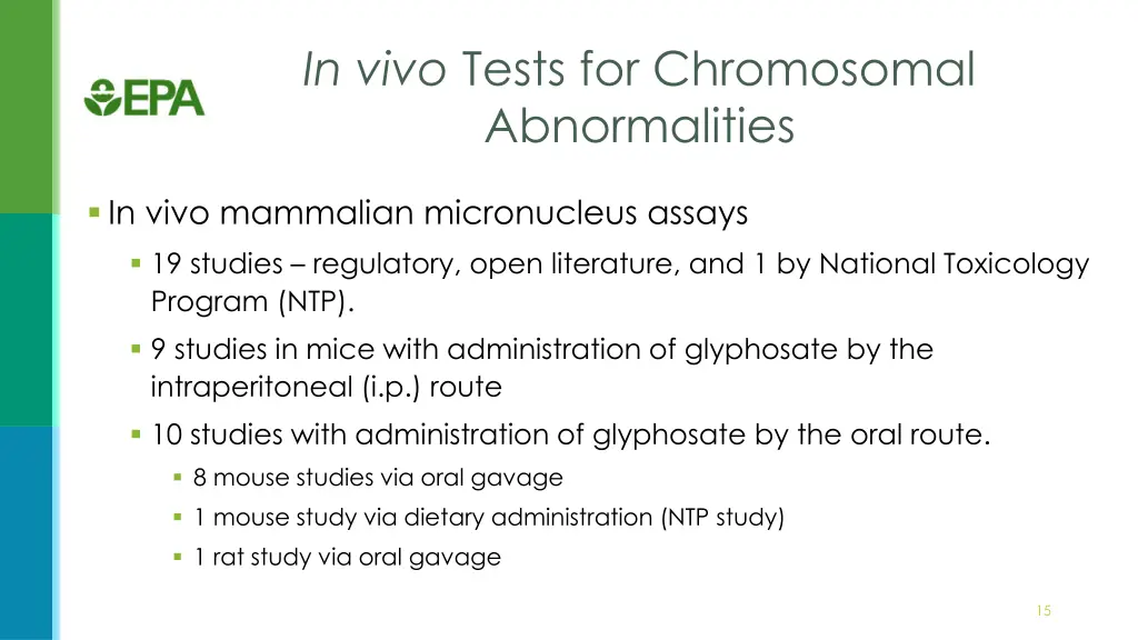 in vivo tests for chromosomal abnormalities 1