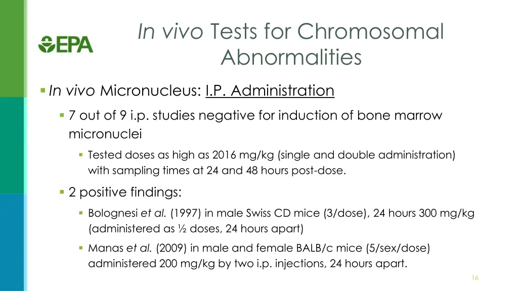 in vivo tests for chromosomal abnormalities 2