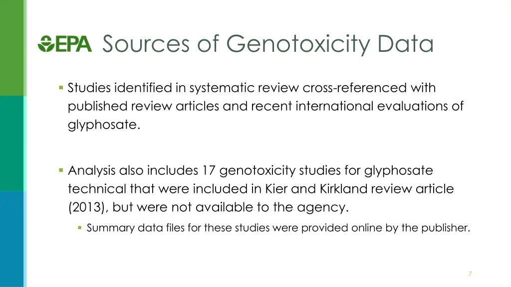 sources of genotoxicity data 1