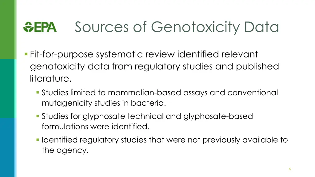 sources of genotoxicity data