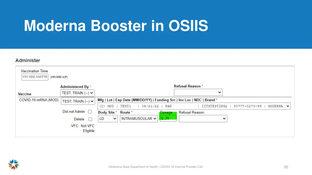 moderna booster in osiis