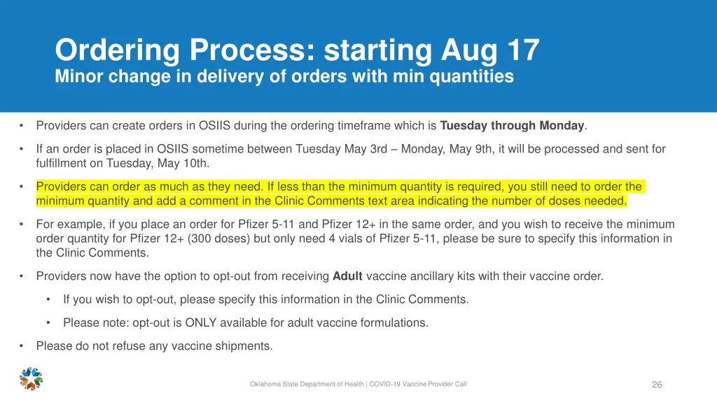 ordering process starting aug 17 minor change