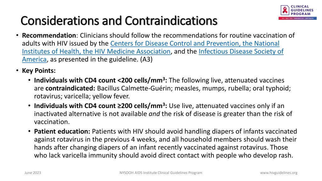 considerations and contraindications