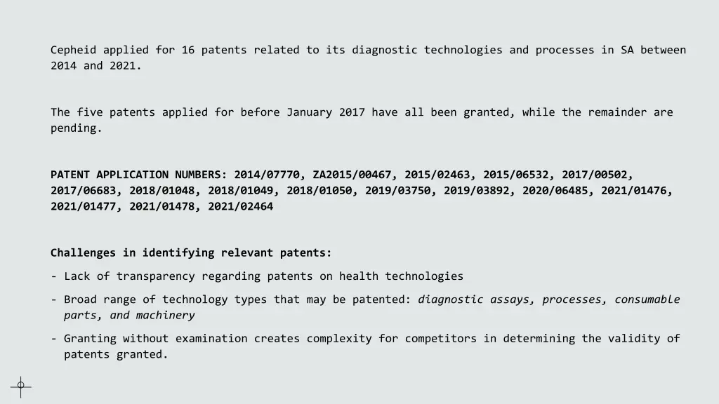 cepheid applied for 16 patents related