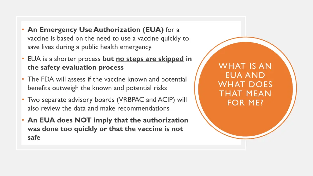 an emergency use authorization eua for a vaccine