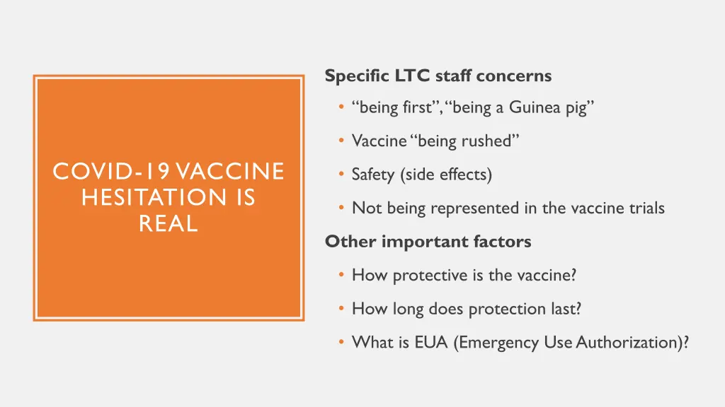 specific ltc staff concerns