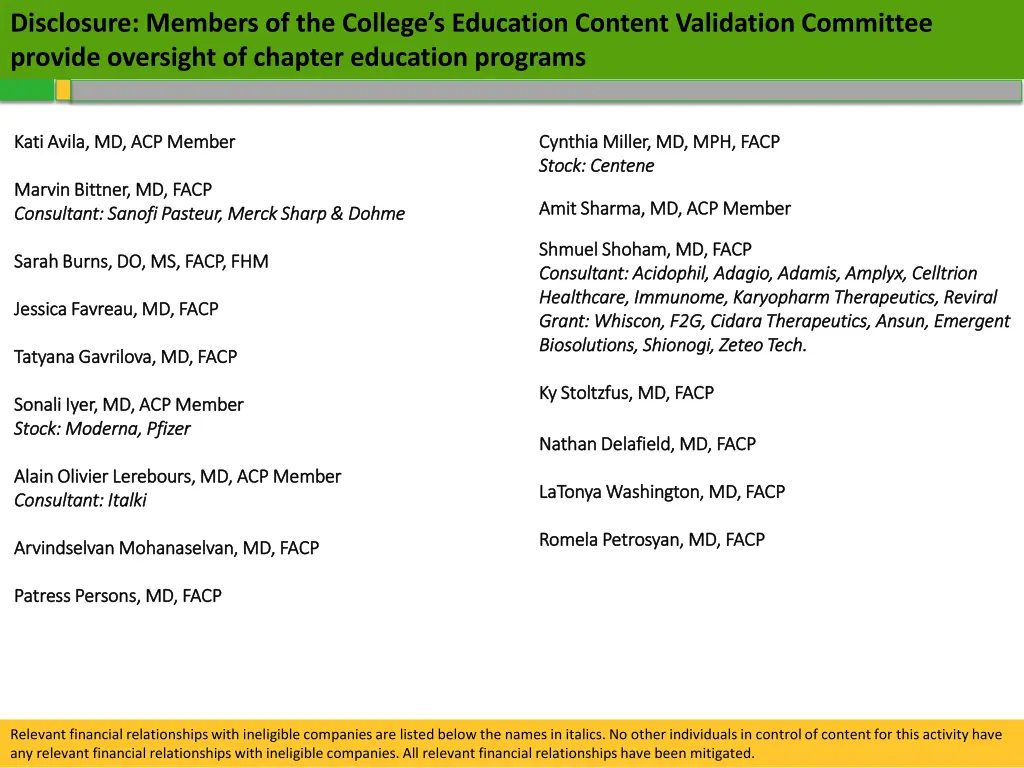 disclosure members of the college s education