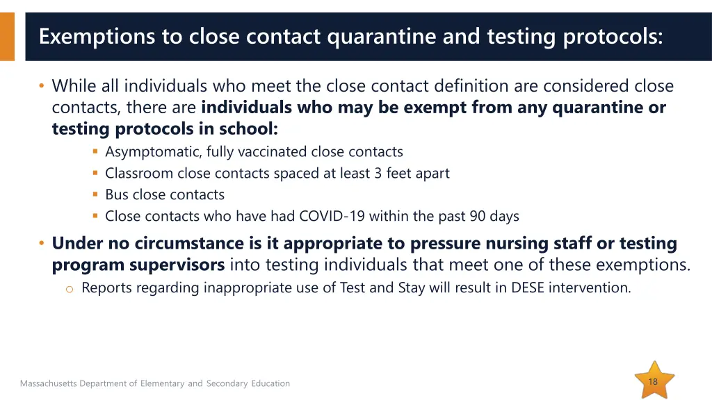 exemptions to close contact quarantine